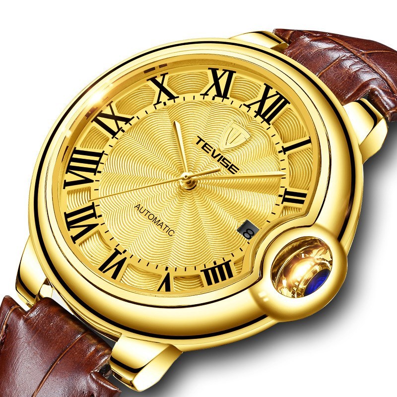 Tevise, nuovissimo orologio meccanico da uomo casual da lavoro di lusso, impermeabile, automatico, in acciaio inossidabile