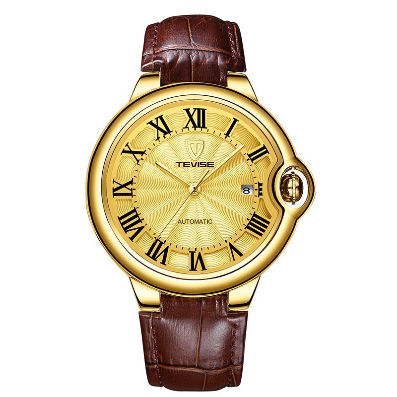 Tevise, nuovissimo orologio meccanico da uomo casual da lavoro di lusso, impermeabile, automatico, in acciaio inossidabile