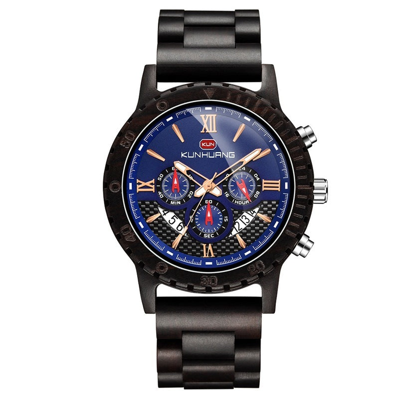 Orologio in legno da uomo, orologio sportivo multifunzionale in legno