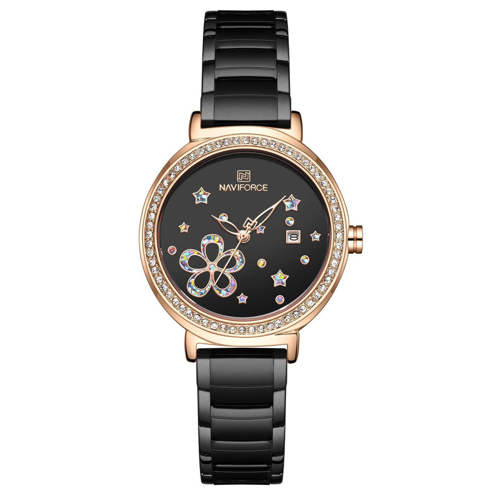 NAVIFORCE 5016 Top Brand Women Watch Diamond Star Dial Quartz Lady Waterproof Wristwatch