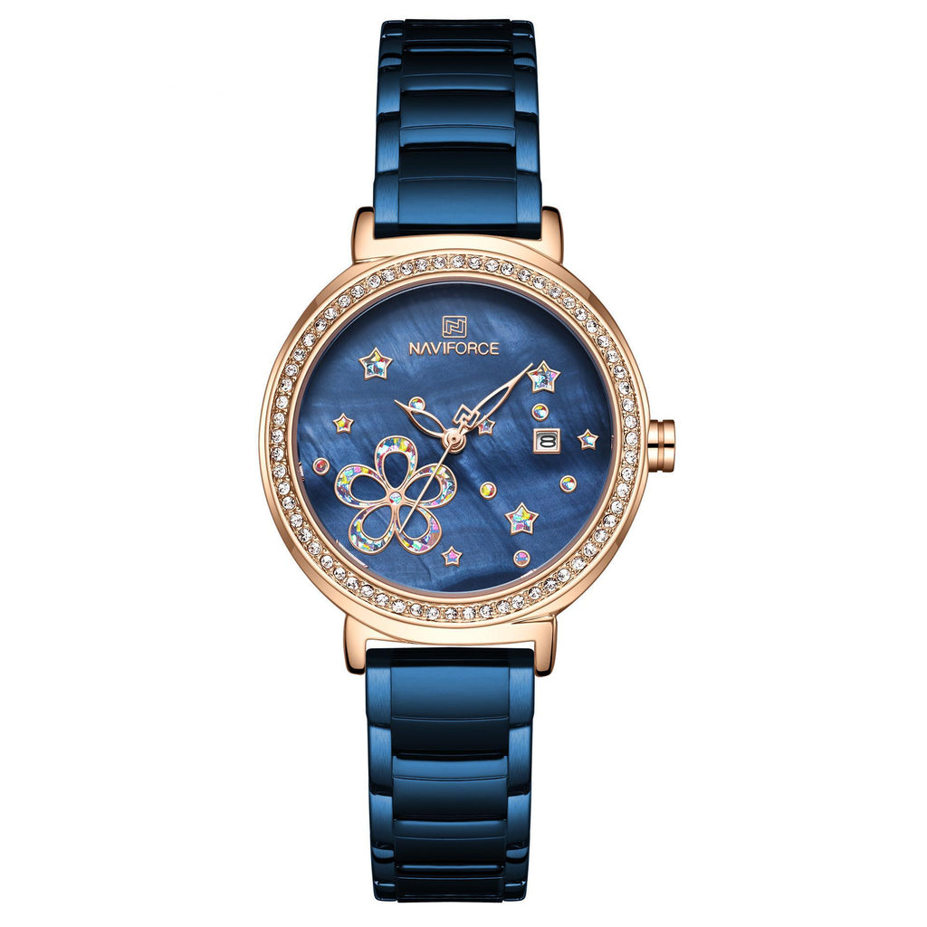NAVIFORCE 5016 Top Brand Women Watch Diamond Star Dial Quartz Lady Waterproof Wristwatch
