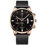 GENEVA Men's Mesh Strap Quartz Watch Stainless Steel Waterproof Quartz Automatic Watch