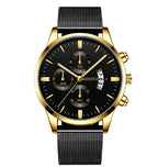 GENEVA Men's Mesh Strap Quartz Watch Stainless Steel Waterproof Quartz Automatic Watch