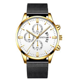 GENEVA Men's Mesh Strap Quartz Watch Stainless Steel Waterproof Quartz Automatic Watch