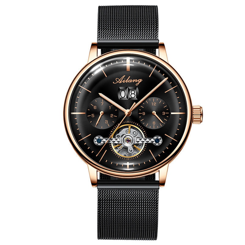 AILANG Men's Fashion Casual Watch Automatic Mechanical Movement Watch Leather Band Waterproof Man Fashion Watch - Acquisti Online