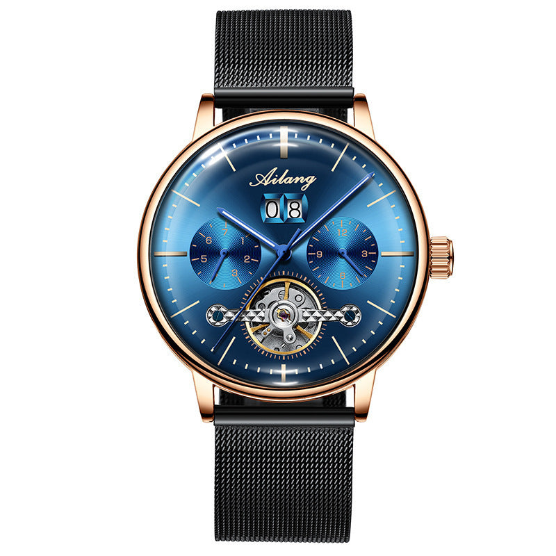 AILANG Men's Fashion Casual Watch Automatic Mechanical Movement Watch Leather Band Waterproof Man Fashion Watch - Acquisti Online