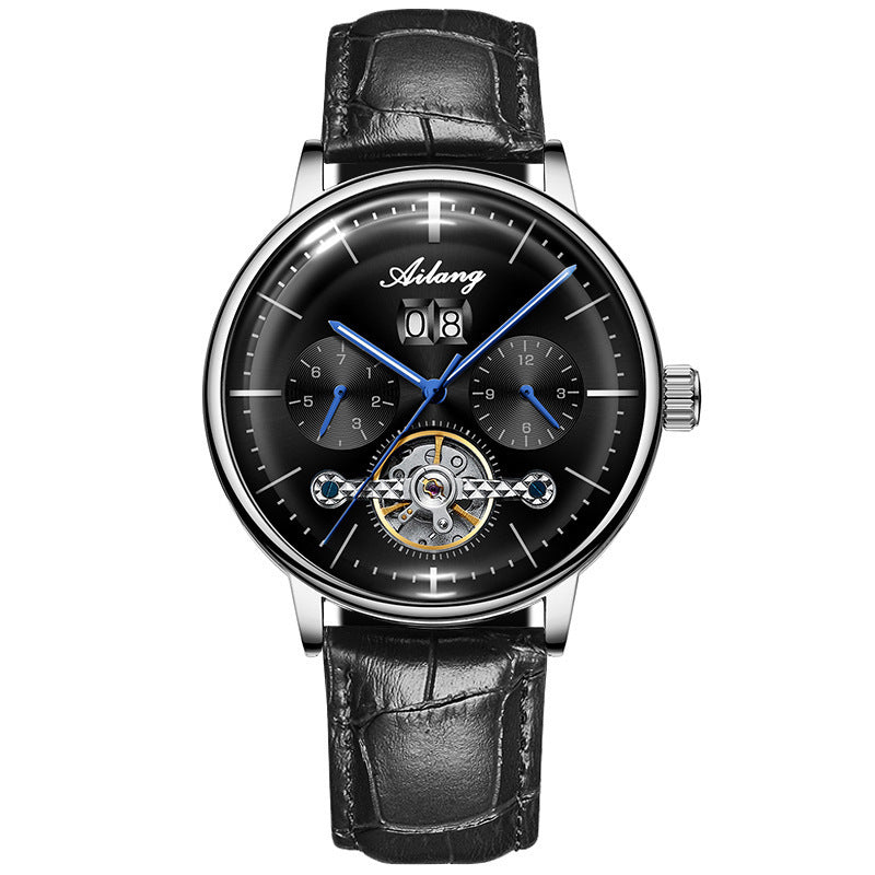AILANG Men's Fashion Casual Watch Automatic Mechanical Movement Watch Leather Band Waterproof Man Fashion Watch - Acquisti Online