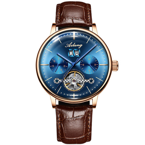AILANG Men's Fashion Casual Watch Automatic Mechanical Movement Watch Leather Band Waterproof Man Fashion Watch - Acquisti Online