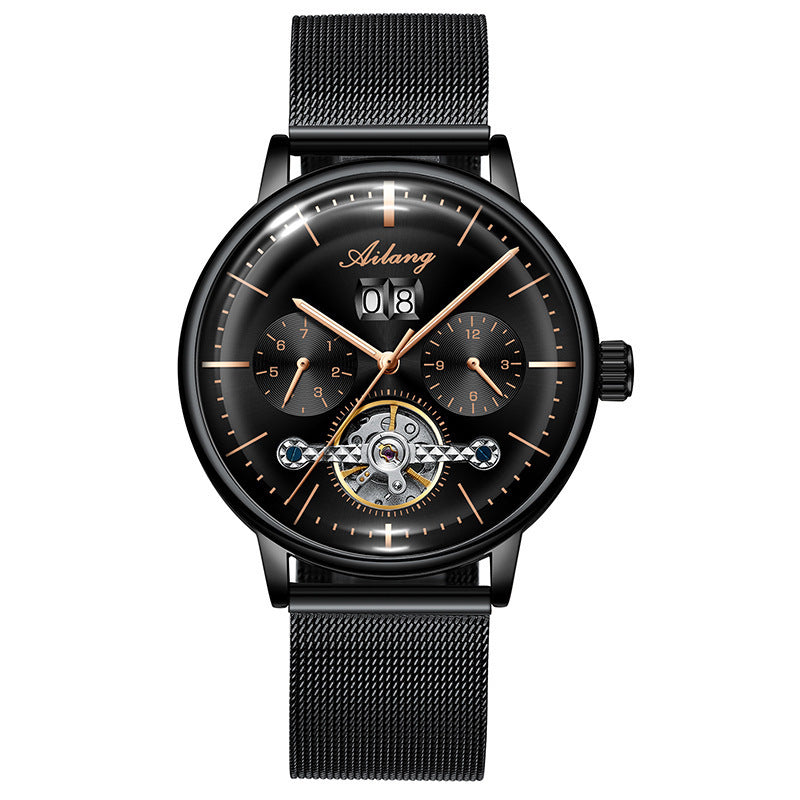 AILANG Men's Fashion Casual Watch Automatic Mechanical Movement Watch Leather Band Waterproof Man Fashion Watch - Acquisti Online