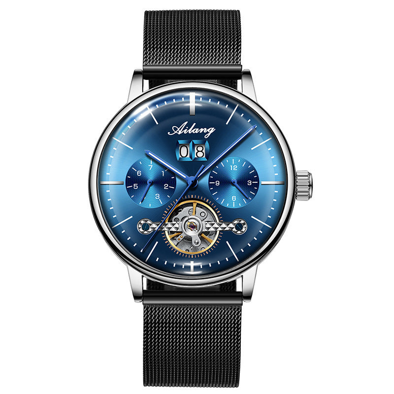 AILANG Men's Fashion Casual Watch Automatic Mechanical Movement Watch Leather Band Waterproof Man Fashion Watch - Acquisti Online
