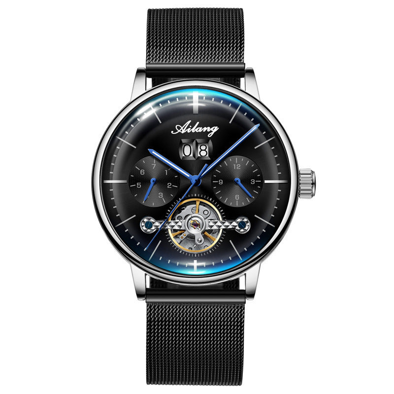 AILANG Men's Fashion Casual Watch Automatic Mechanical Movement Watch Leather Band Waterproof Man Fashion Watch - Acquisti Online
