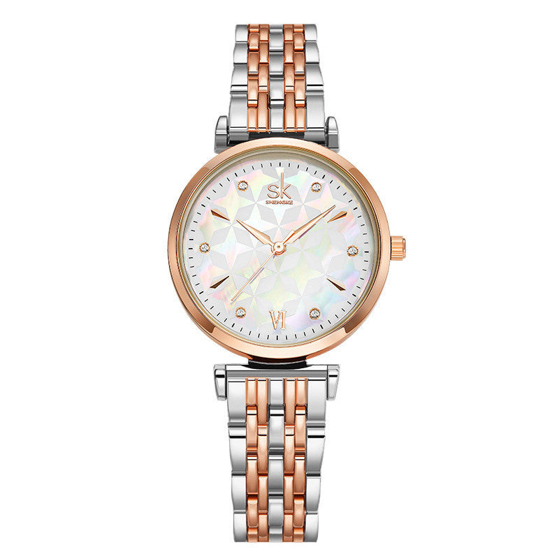 Shengke merk dames luxe armbandhorloge roségoud polshorloge Japans quartz uurwerk dameshorloge