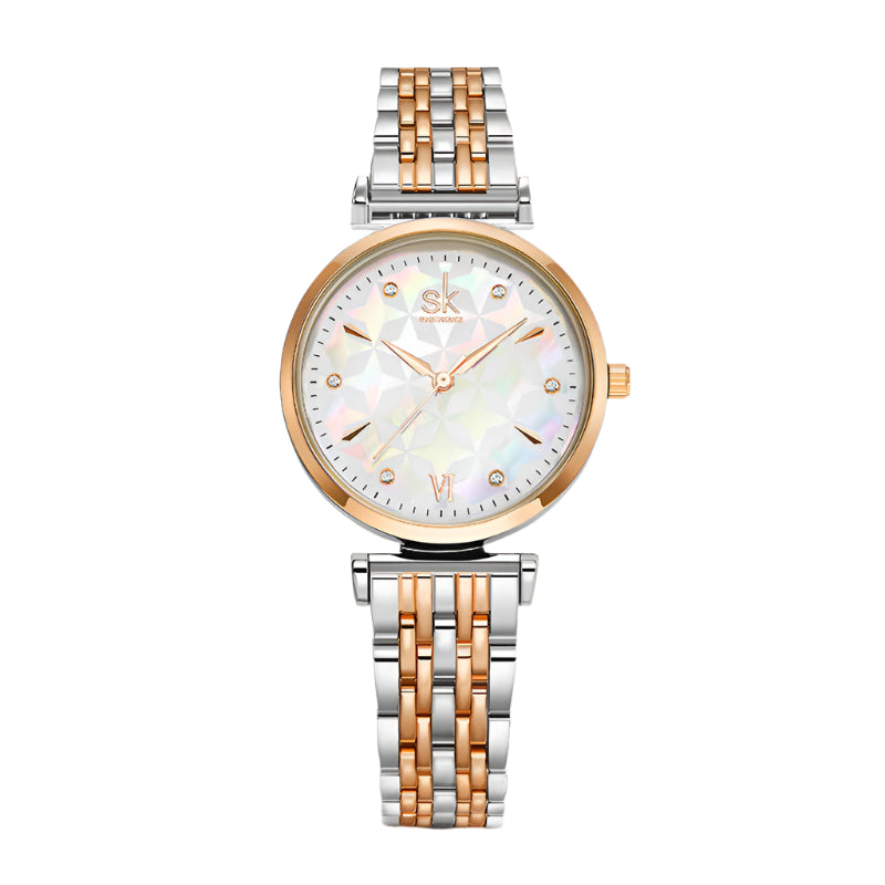 Shengke merk dames luxe armbandhorloge roségoud polshorloge Japans quartz uurwerk dameshorloge
