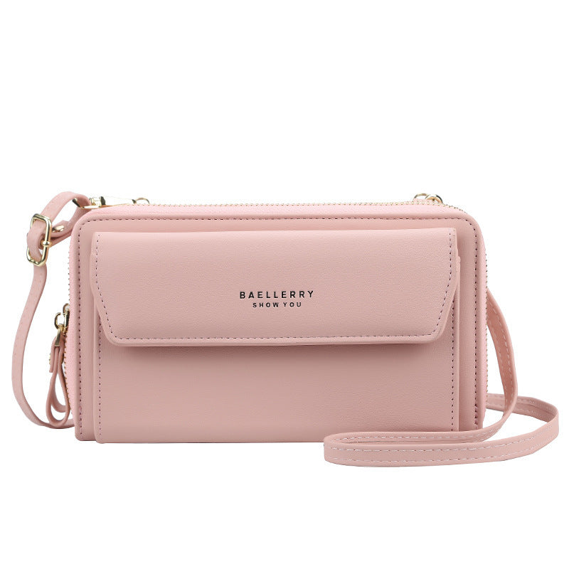 Women's Crossbody Bag Double Zip Wallet Fashion Purse Lady Card Holder Mobile Phone Bag  Shoulder Strap Purse