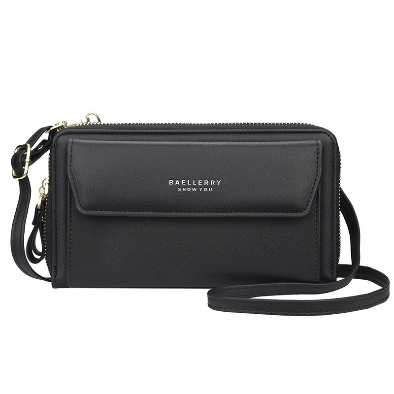 Women's Crossbody Bag Double Zip Wallet Fashion Purse Lady Card Holder Mobile Phone Bag  Shoulder Strap Purse