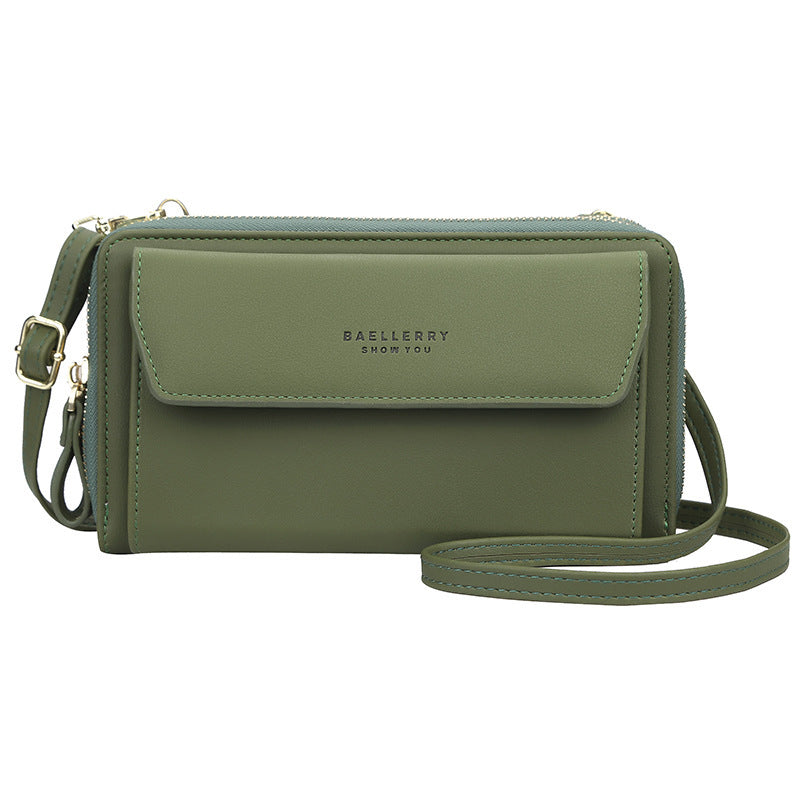 Women's Crossbody Bag Double Zip Wallet Fashion Purse Lady Card Holder Mobile Phone Bag  Shoulder Strap Purse
