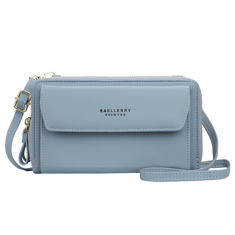 Women's Crossbody Bag Double Zip Wallet Fashion Purse Lady Card Holder Mobile Phone Bag  Shoulder Strap Purse