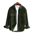 Herenmode Plus Size Corduroy Lange Mouw Split Joint Chemise Homme Flanel Casual Stijlvolle Heren Casual Overhemden