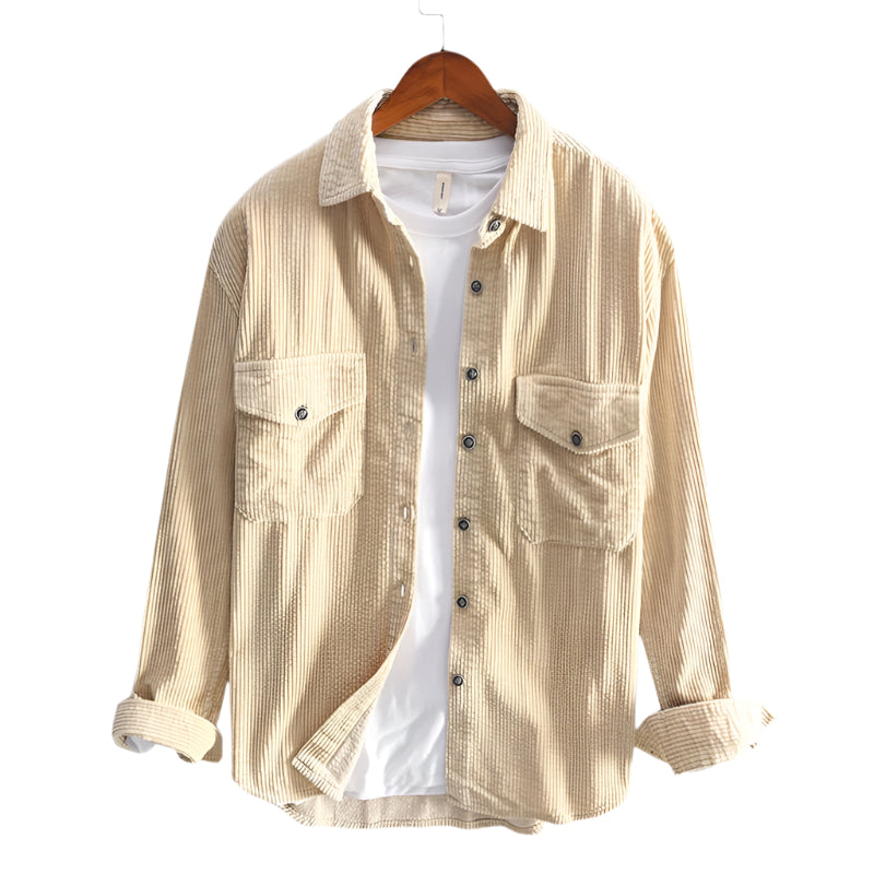 Men's Fashion Plus Size Corduroy Tall Sleeve Split Joint Chemise Homme Flannel Casual Stylish Men's Casual Shirts