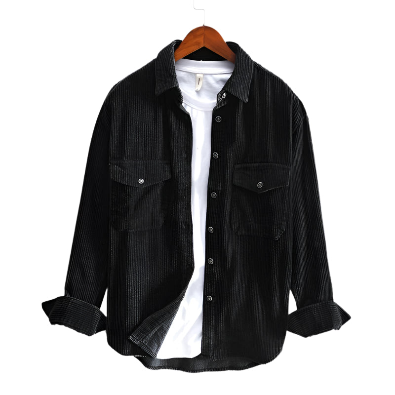 Men's Fashion Plus Size Corduroy Tall Sleeve Split Joint Chemise Homme Flannel Casual Stylish Men's Casual Shirts