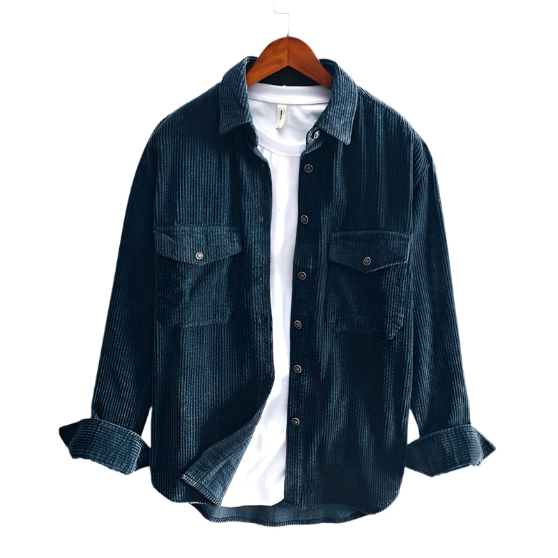 Men's Fashion Plus Size Corduroy Tall Sleeve Split Joint Chemise Homme Flannel Casual Stylish Men's Casual Shirts