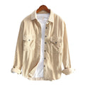 Herenmode Plus Size Corduroy Lange Mouw Split Joint Chemise Homme Flanel Casual Stijlvolle Heren Casual Overhemden