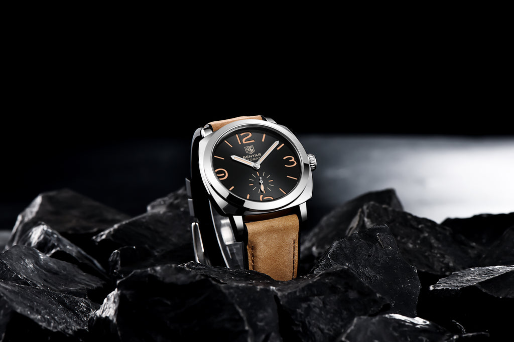BENYAR Men's Business Casual Watch Spiral Crown Pin Buckle Automatic Mechanical Movement Waterproof Man Watch - Acquisti Online