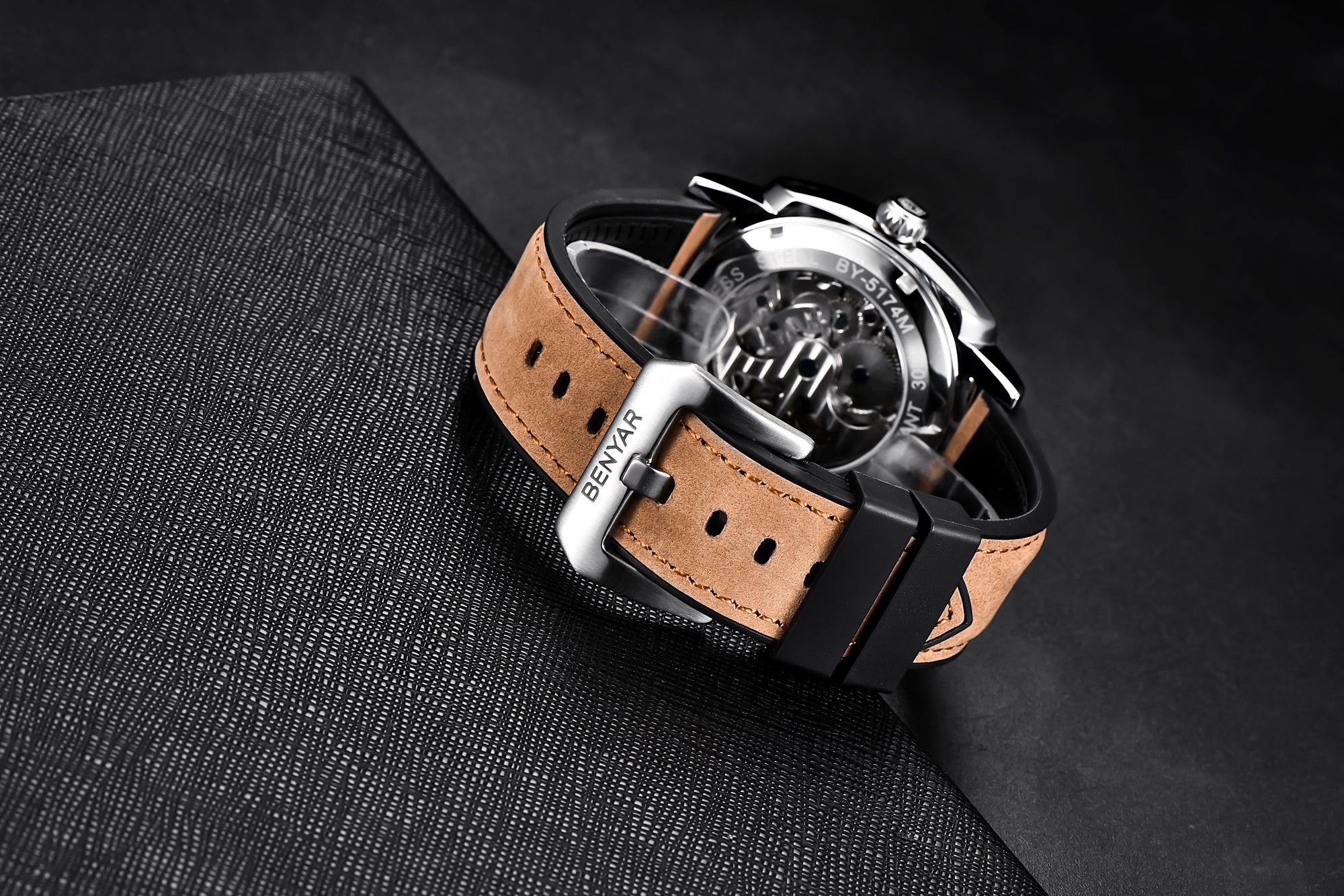 BENYAR Men's Business Casual Watch Spiral Crown Pin Buckle Automatic Mechanical Movement Waterproof Man Watch - Acquisti Online