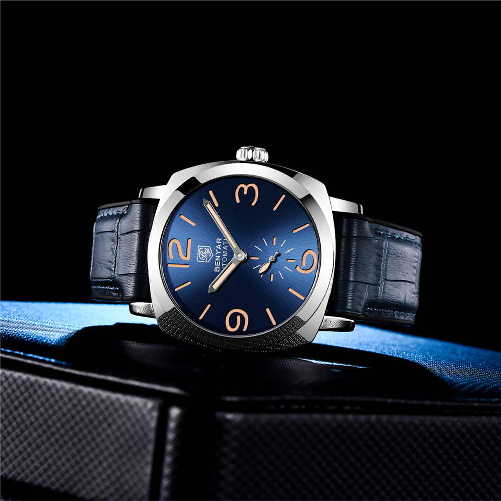 BENYAR Men's Business Casual Watch Spiral Crown Pin Buckle Automatic Mechanical Movement Waterproof Man Watch - Acquisti Online