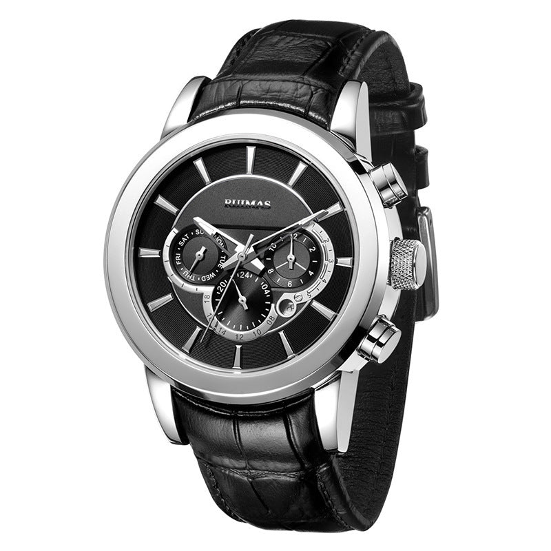 RUIMAS Man Business Casual Automatic Mechanical Movement Multifunctional Waterproof Leather Band Men's Watch - Acquisti Online