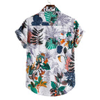 Heren casual overhemd met korte mouwen en bloemenprint, plus size overhemd heren