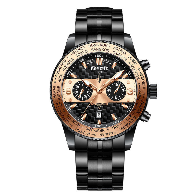 Boyzhe Man Fashion High-End Watch Leather Strap Waterproof Automatic Mechanical Movement Man Watch - Acquisti Online
