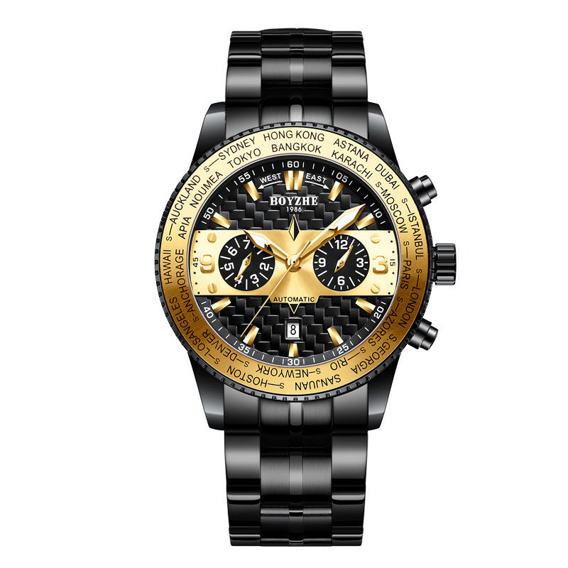 Orologio meccanico impermeabile con cinturino in pelle di alta qualità Boyzhe Fashion
