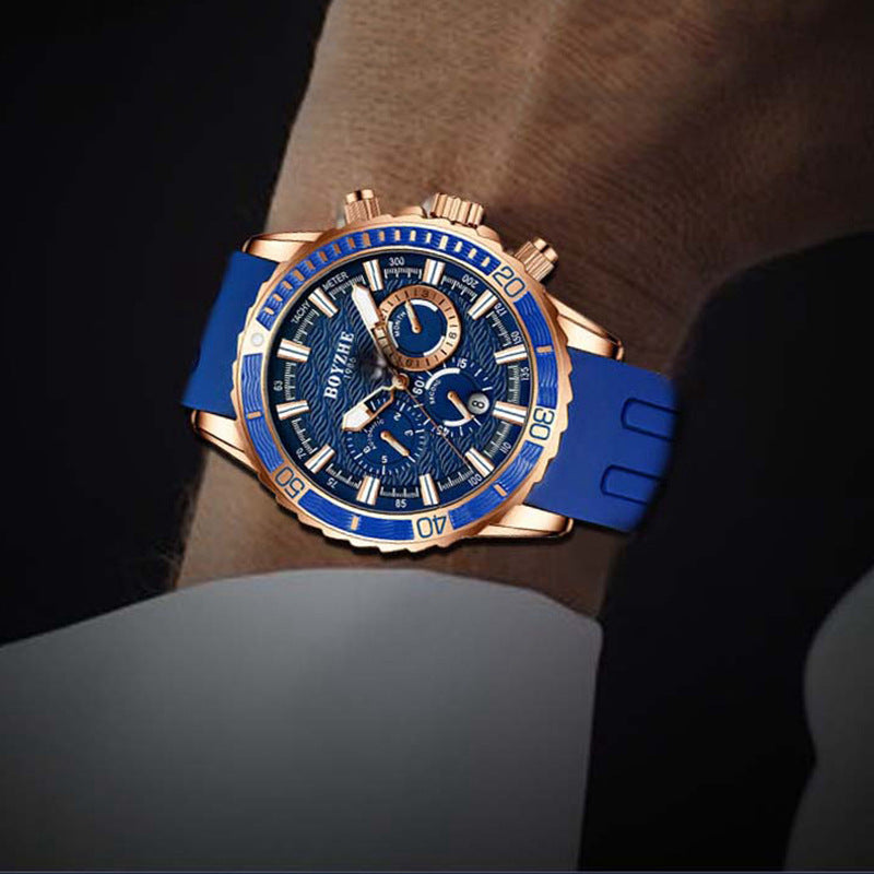 Men's Fashionable Watch Multifunctional Silicone Strap Automatic Mechanical Movement Waterproof Man Watch - Acquisti Online