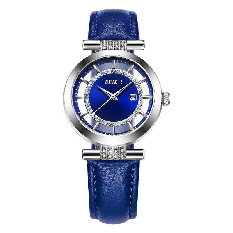OUBAOER Women Luxury Quartz Watch Leather Strap Waterproof Analog Display Simple Women Bracelet Wrist Watch - Acquisti Online