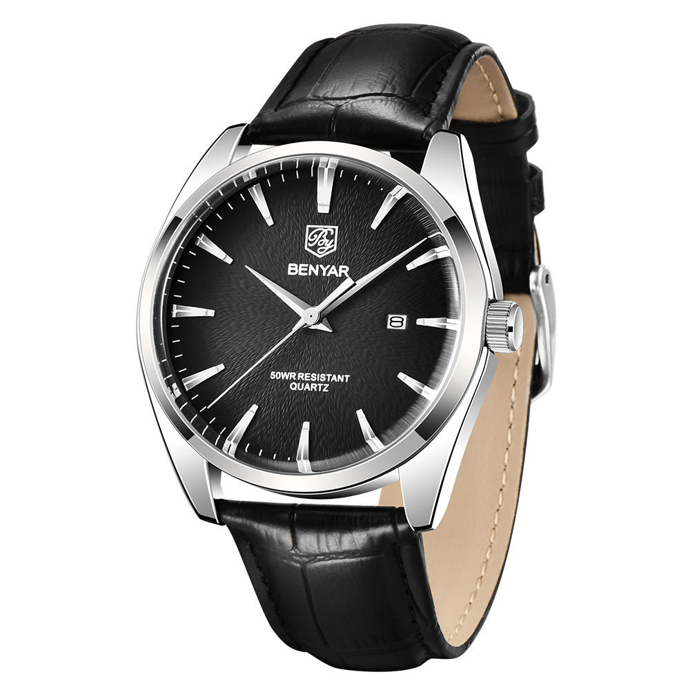Men's Quartz Watch Simple Tide Waterproof Business Leather Watch