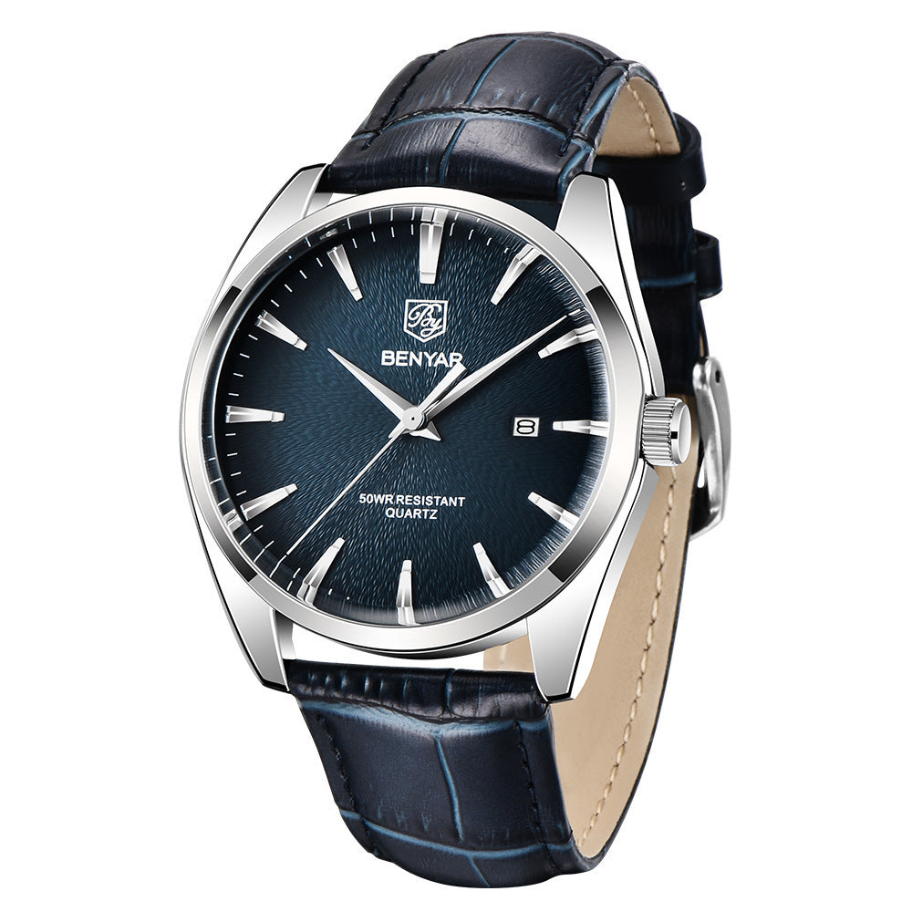 Men's Quartz Watch Simple Tide Waterproof Business Leather Watch - Acquisti Online