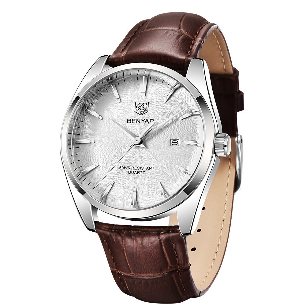 Men's Quartz Watch Simple Tide Waterproof Business Leather Watch - Acquisti Online