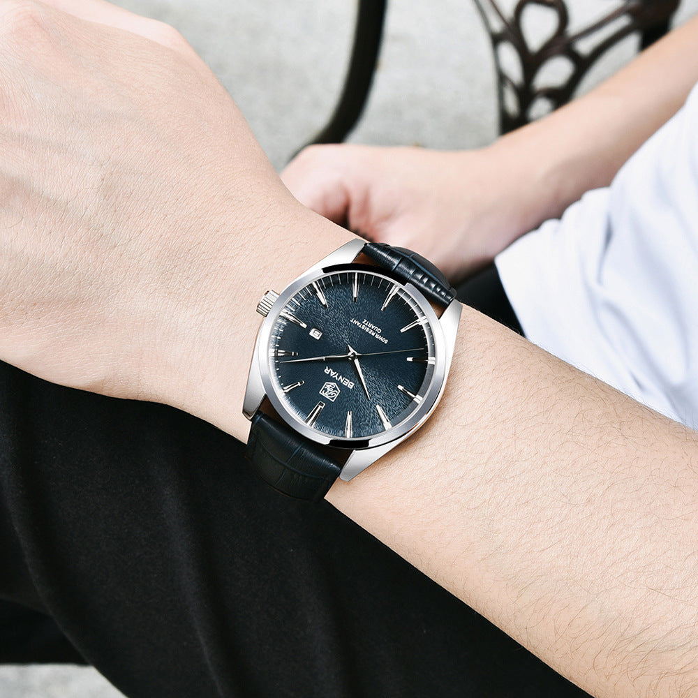 Men's Quartz Watch Simple Tide Waterproof Business Leather Watch - Acquisti Online