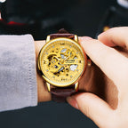 Tevise Men's Business Casual Watch Automatic Mechanical Movement Watch Leather Belt Waterproof Man Watch - Acquisti Online