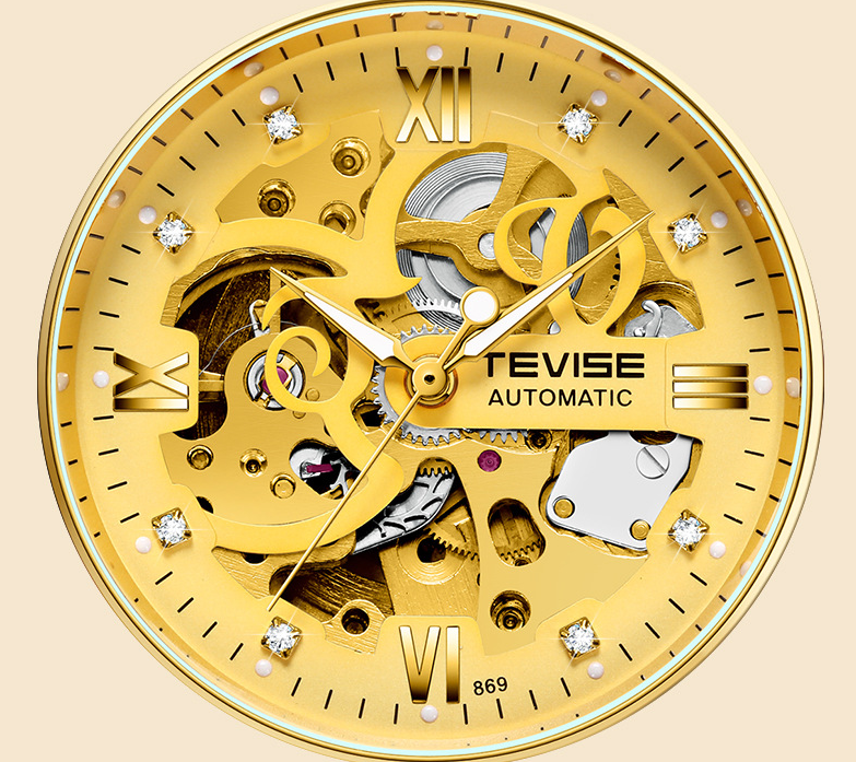 Tevise Men's Business Casual Watch Automatic Mechanical Movement Watch Leather Belt Waterproof Man Watch - Acquisti Online