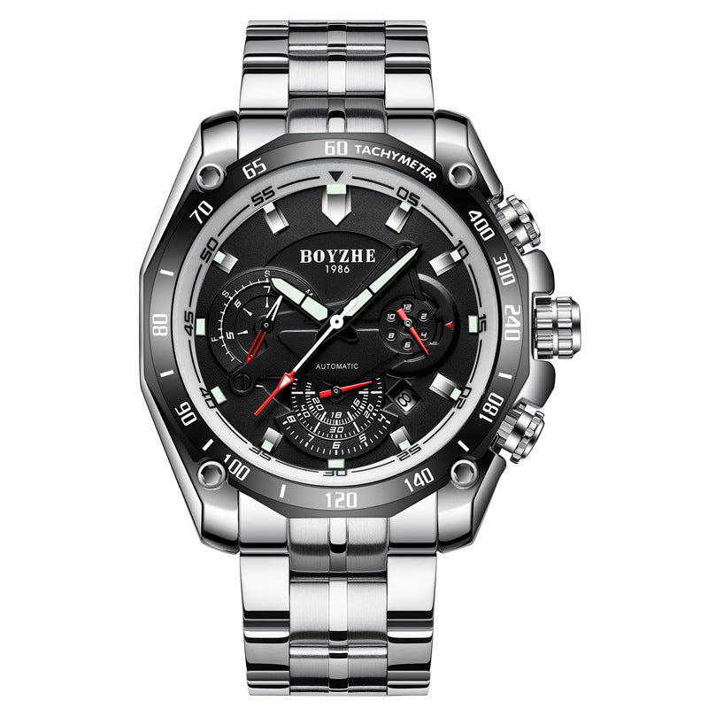 Orologio meccanico da uomo sportivo alla moda impermeabile con cintura in acciaio del marchio BOYZHE