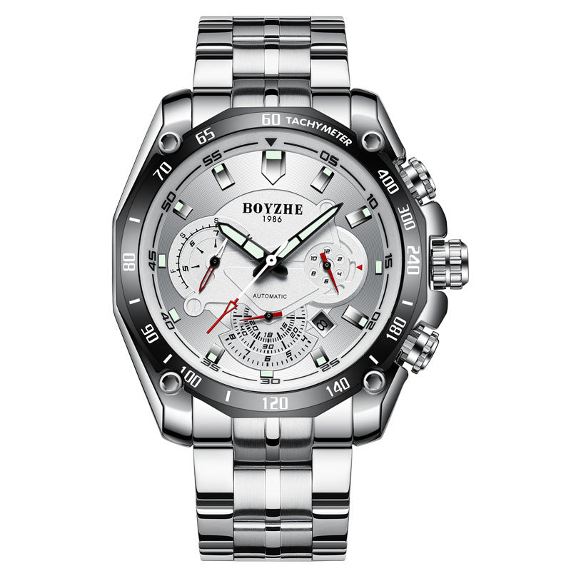 Orologio meccanico da uomo sportivo alla moda impermeabile con cintura in acciaio del marchio BOYZHE