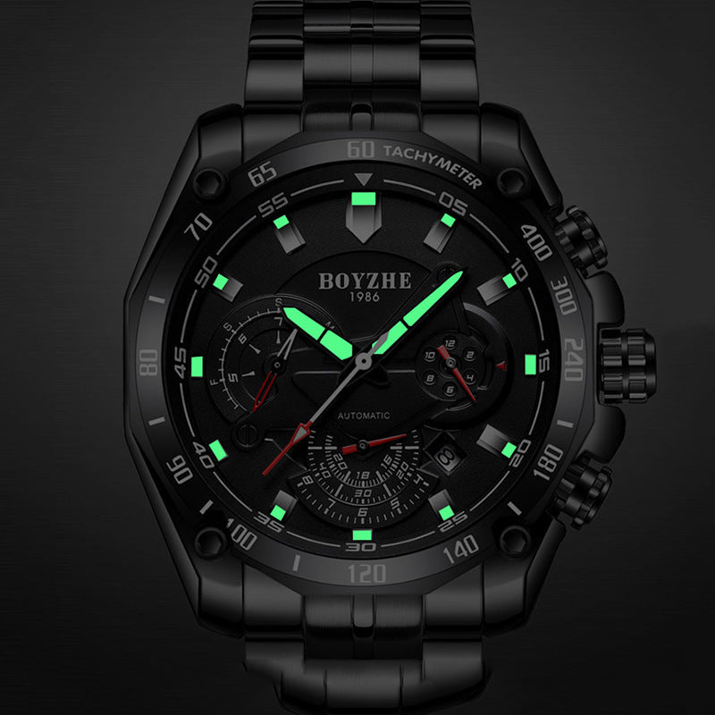 Orologio meccanico da uomo sportivo alla moda impermeabile con cintura in acciaio del marchio BOYZHE