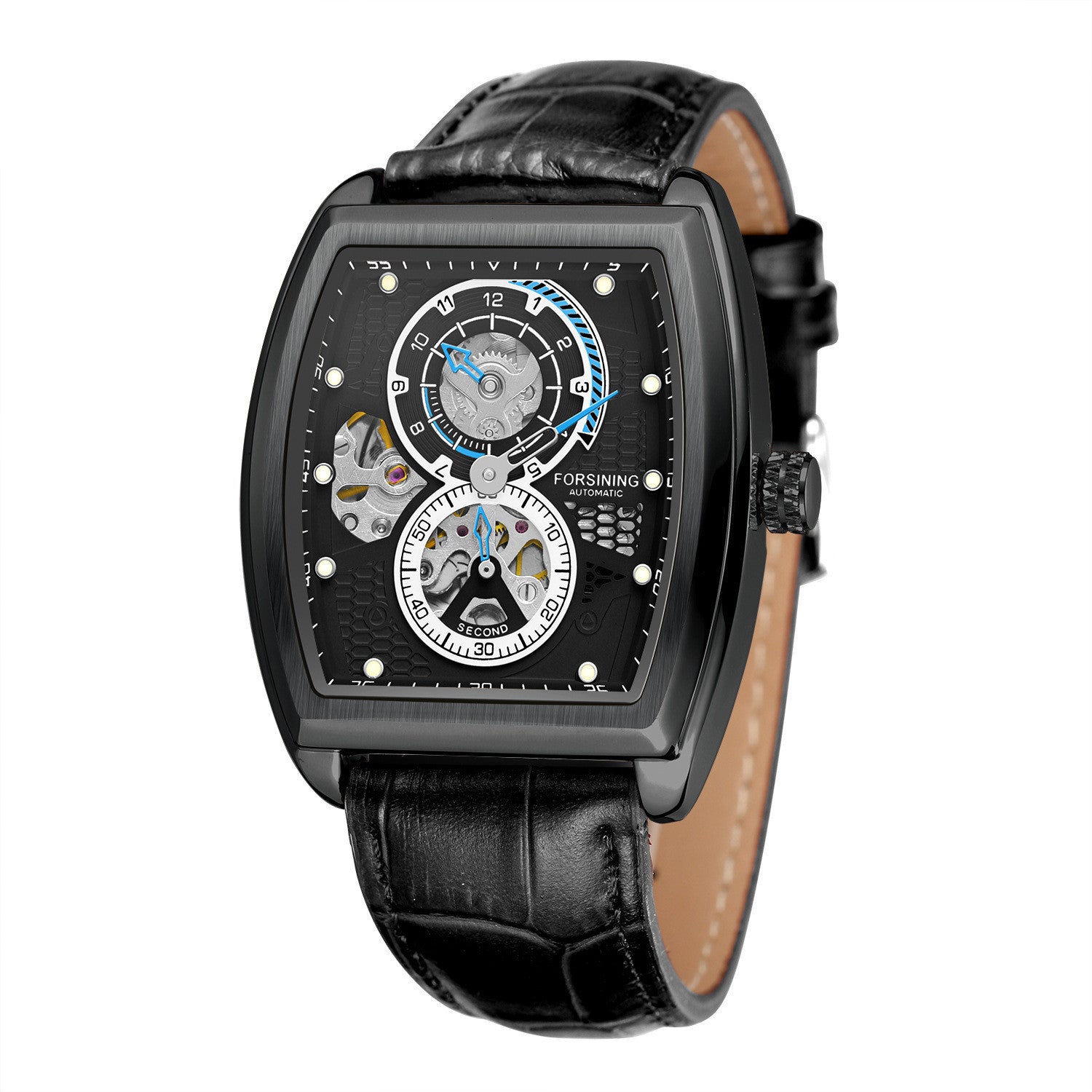 Orologio meccanico automatico da uomo, casual, quadrato e cavo
