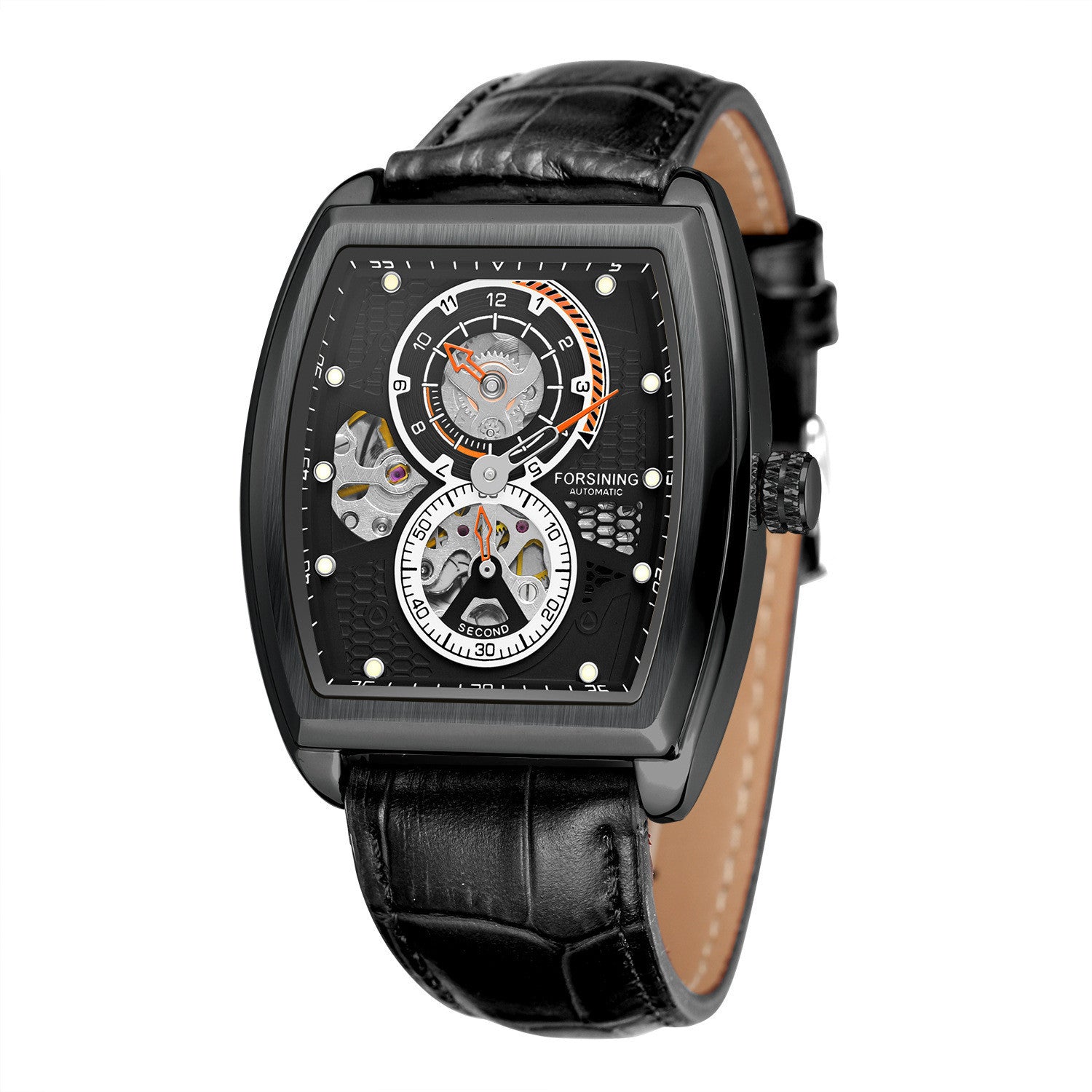 Orologio meccanico automatico da uomo, casual, quadrato e cavo