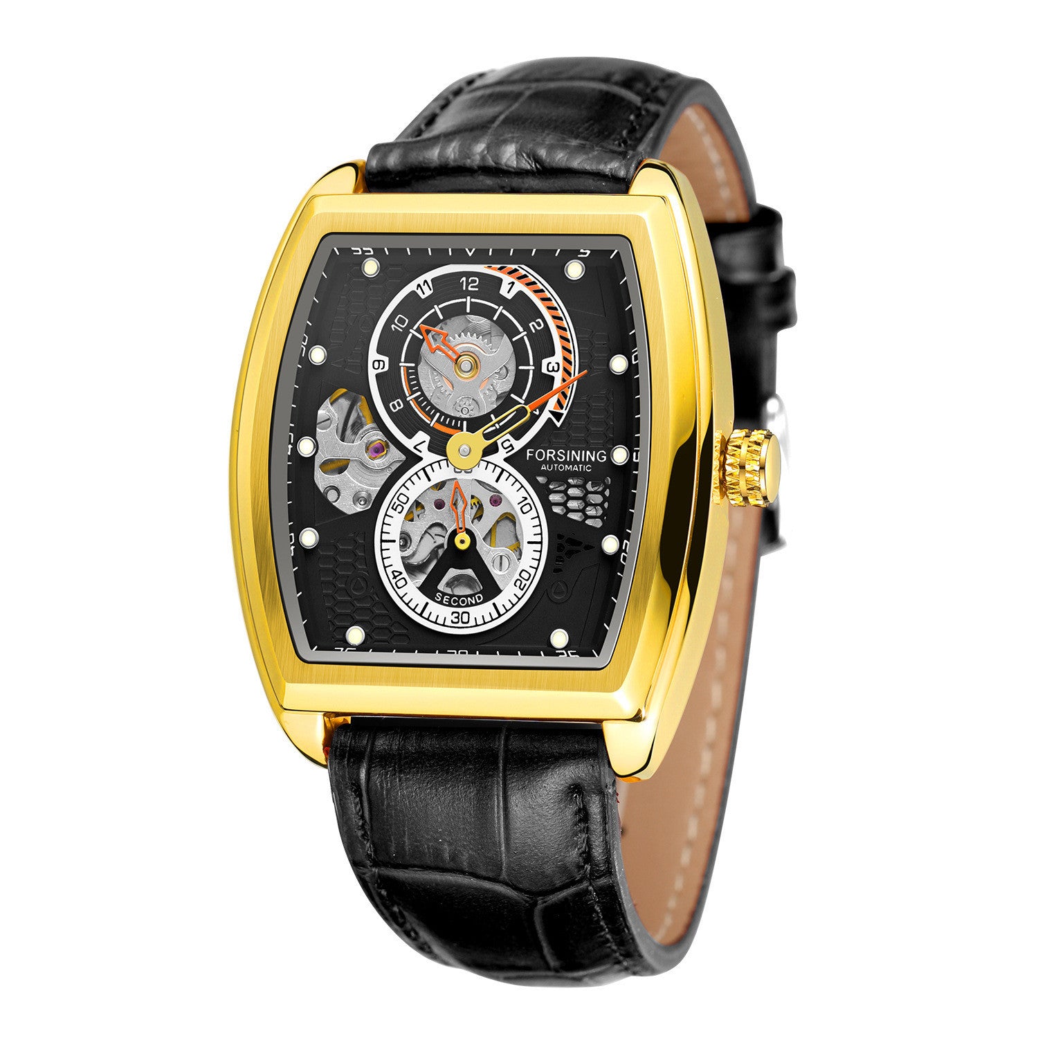 Orologio meccanico automatico da uomo, casual, quadrato e cavo