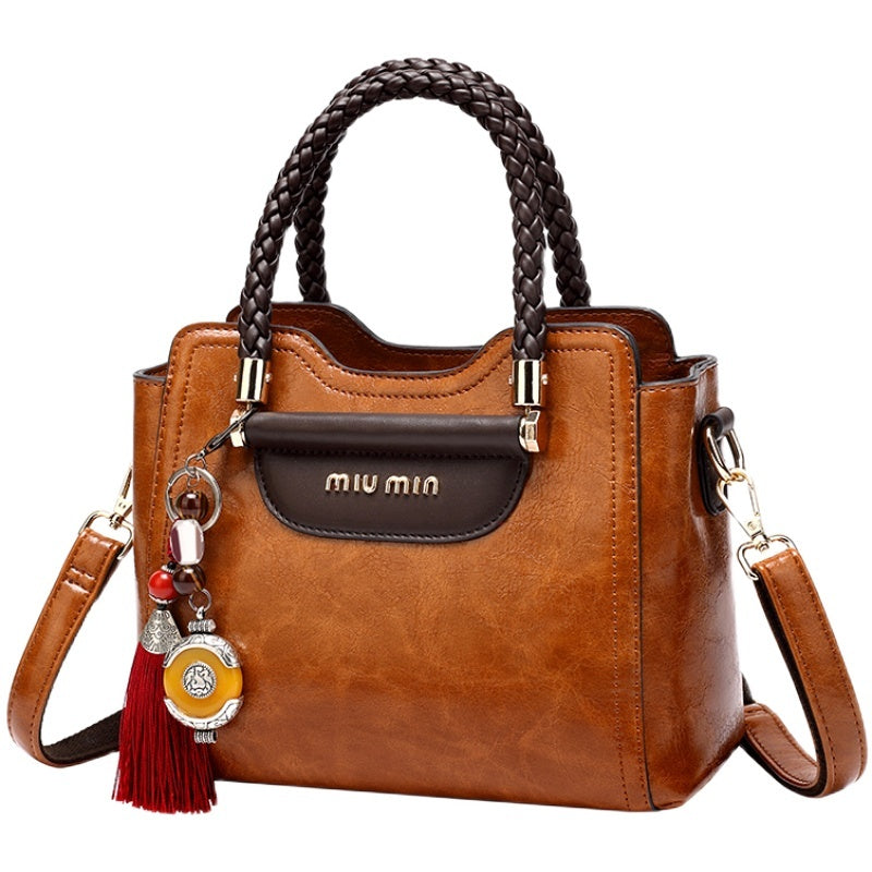 Pure Leather Women'S New Fashion Versatile Kelly Bag Soft Leather One Shoulder Straddle Portable Bag