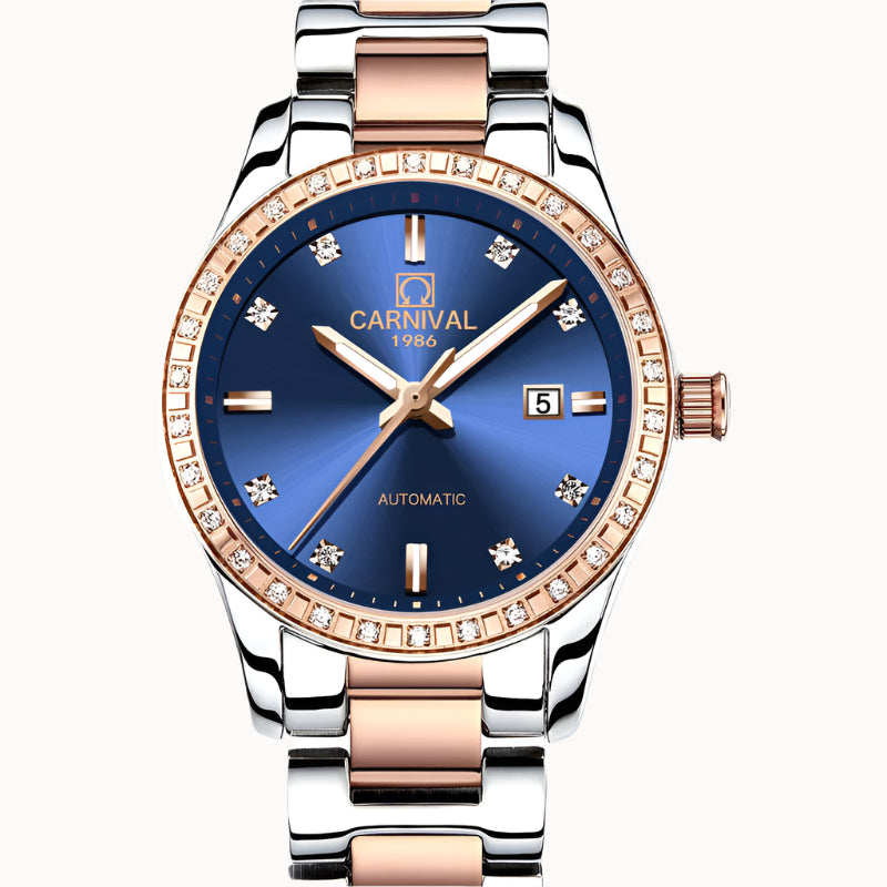 CARNIVAL Casual Ladies Automatic Mechanical Watches Luminous Waterproof Stainless Steel Strap Diamond Watch