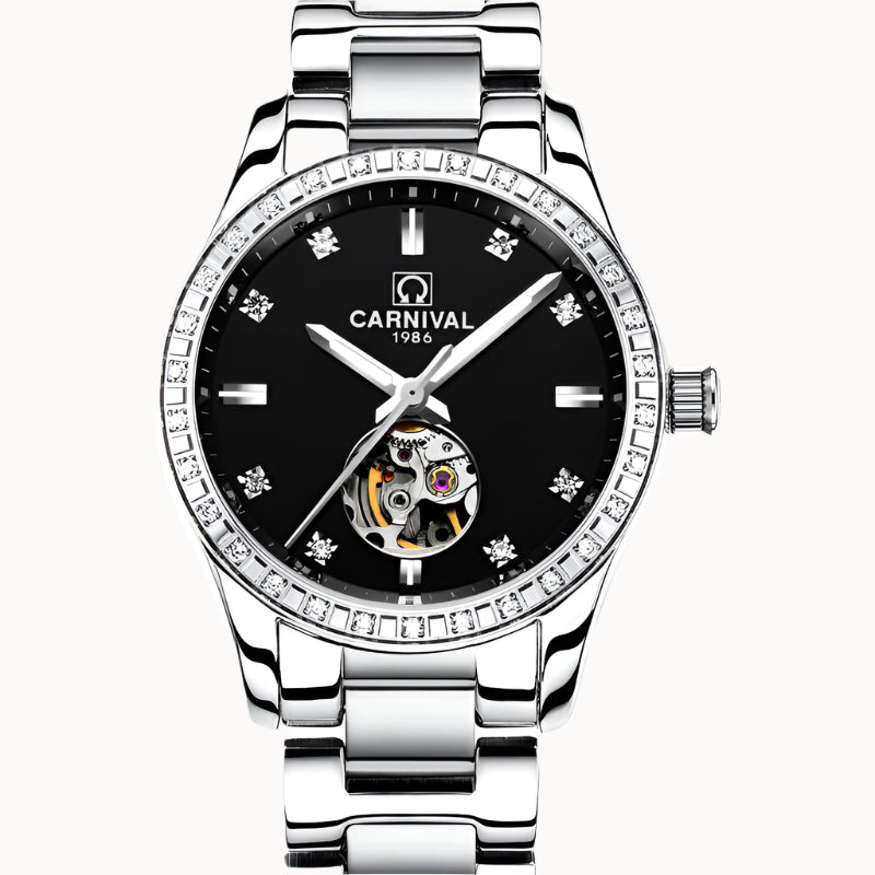 CARNIVAL Casual Ladies Automatic Mechanical Watches Luminous Waterproof Stainless Steel Strap Diamond Watch